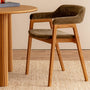 Santino Fabric Dining Arm Chair - Olive Moss / Oak
