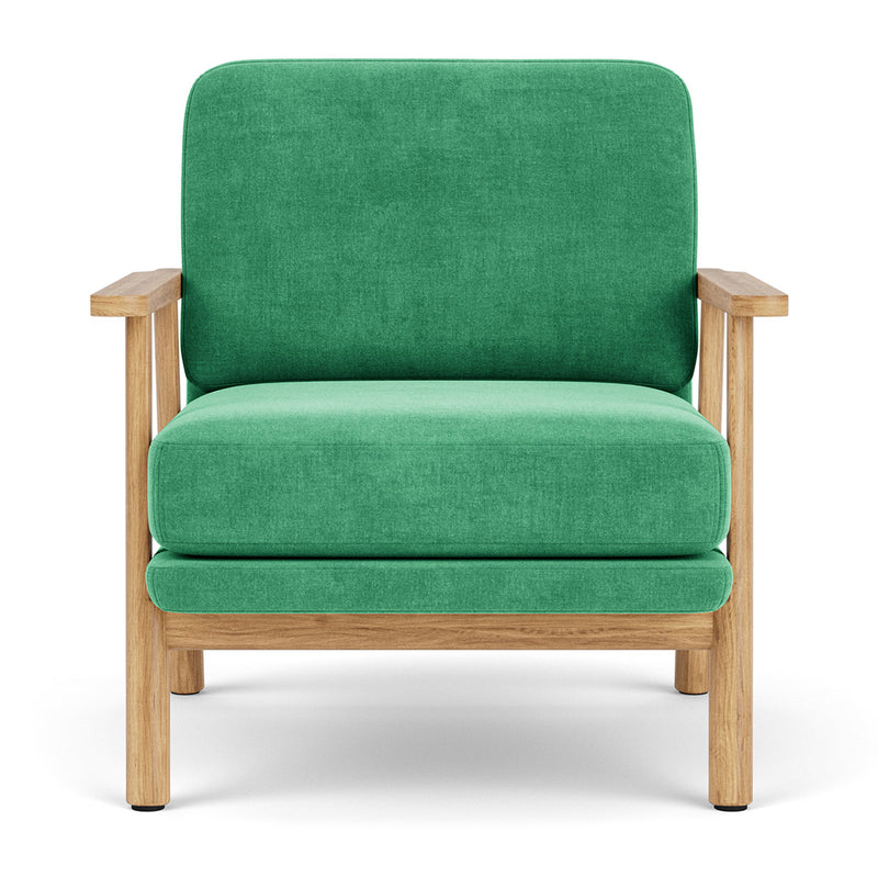 Moss Grass Green Fabric / Oak