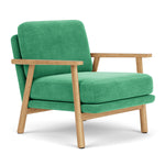 Moss Grass Green Fabric / Oak