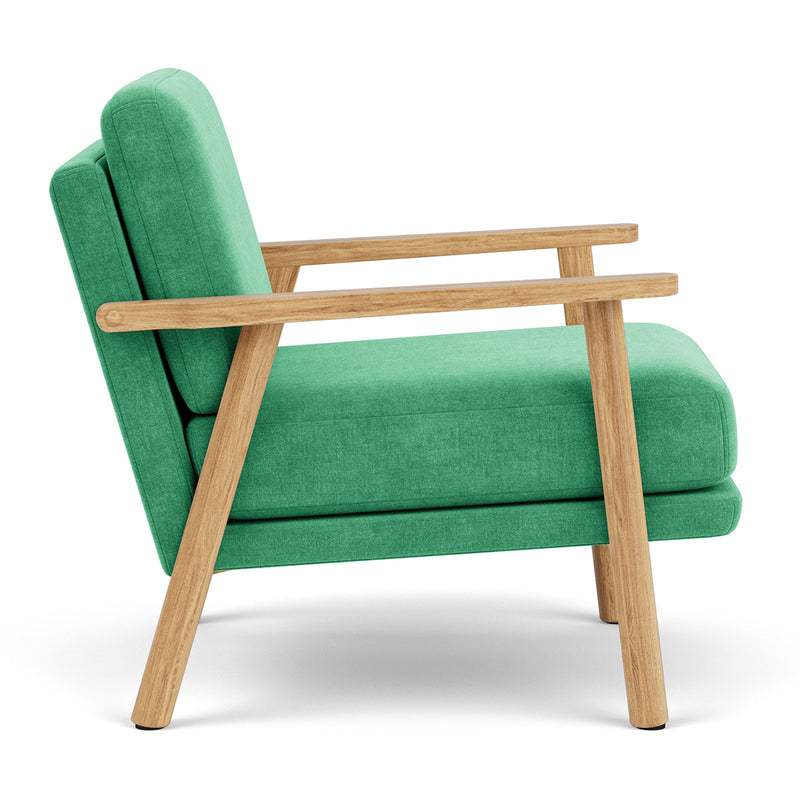 Moss Grass Green Fabric / Oak