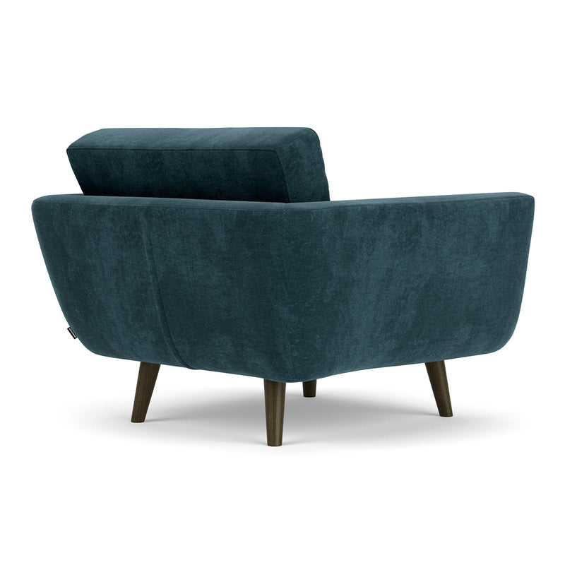 Danny Dust Blue Textured Weave / Dark Walnut