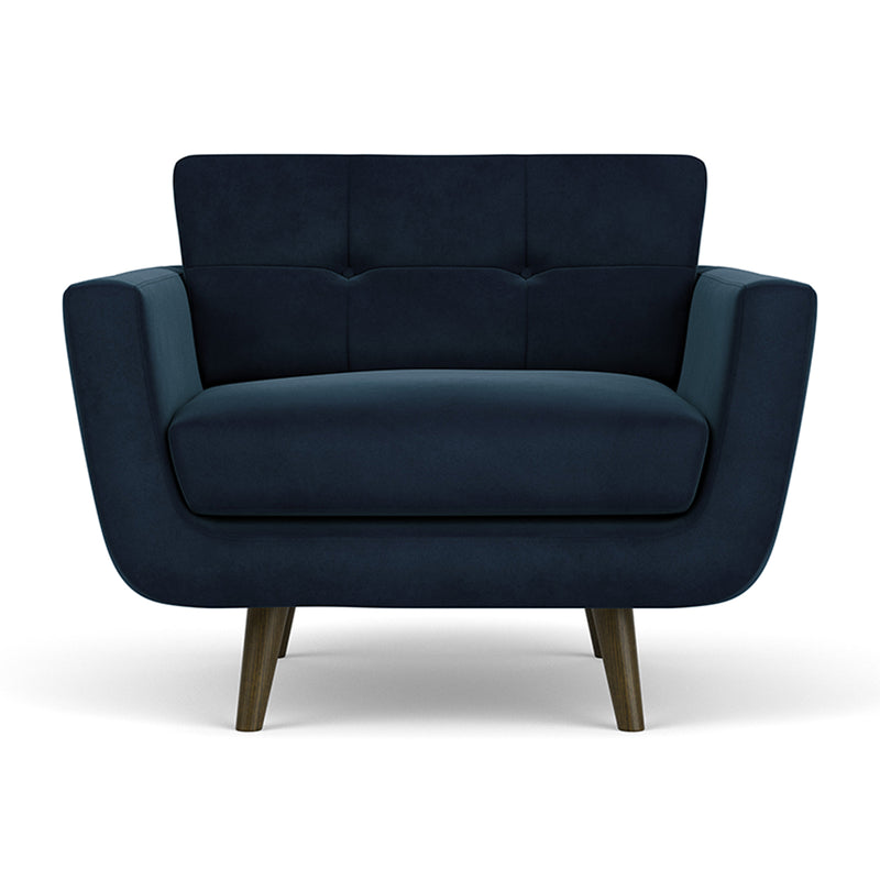 Lux Navy Velvet / Dark Walnut