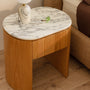 Vittoria Natural Stone Bedside Table - Arabescato Carrara Marble / Oak