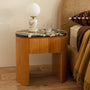 Vittoria Natural Stone Bedside Table - Black Calacatta Viola Marble / Oak
