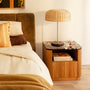 Florentina Natural Stone Bedside Table - Black Calacatta Viola Marble / Oak