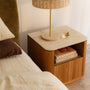 Florentina Natural Stone Bedside Table - Travertine / Oak