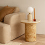 Bowie Marble Side Table - Burlwood / Crema Marble