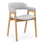 Santino Fabric Dining Arm Chair - Light Grey / Oak