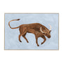 Life x MON Charging Bull Art Print - Blue / Framed Canvas / 62 x 42cm