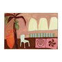 Island Motifs Art Print - Clay / Framed Canvas / 62 x 42cm