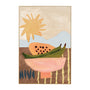 Papaya Sunrise Art Print - Blue / Framed Canvas / 42 x 62cm