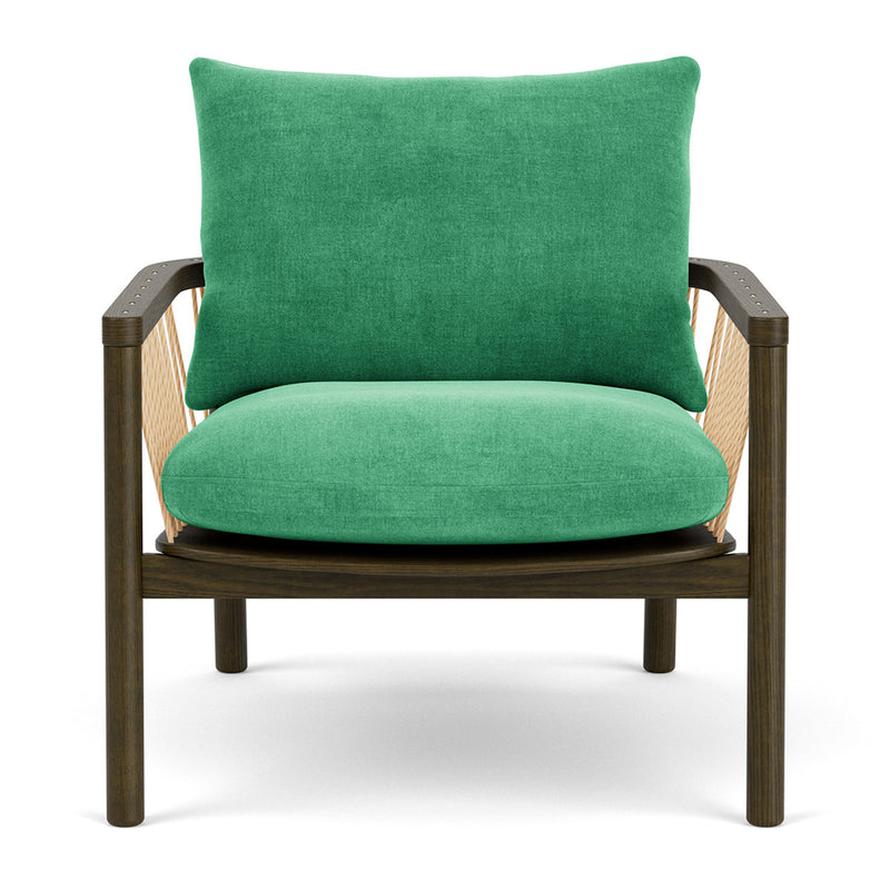 Moss Grass Green Fabric / Dark Walnut