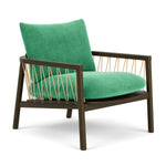 Moss Grass Green Fabric / Dark Walnut