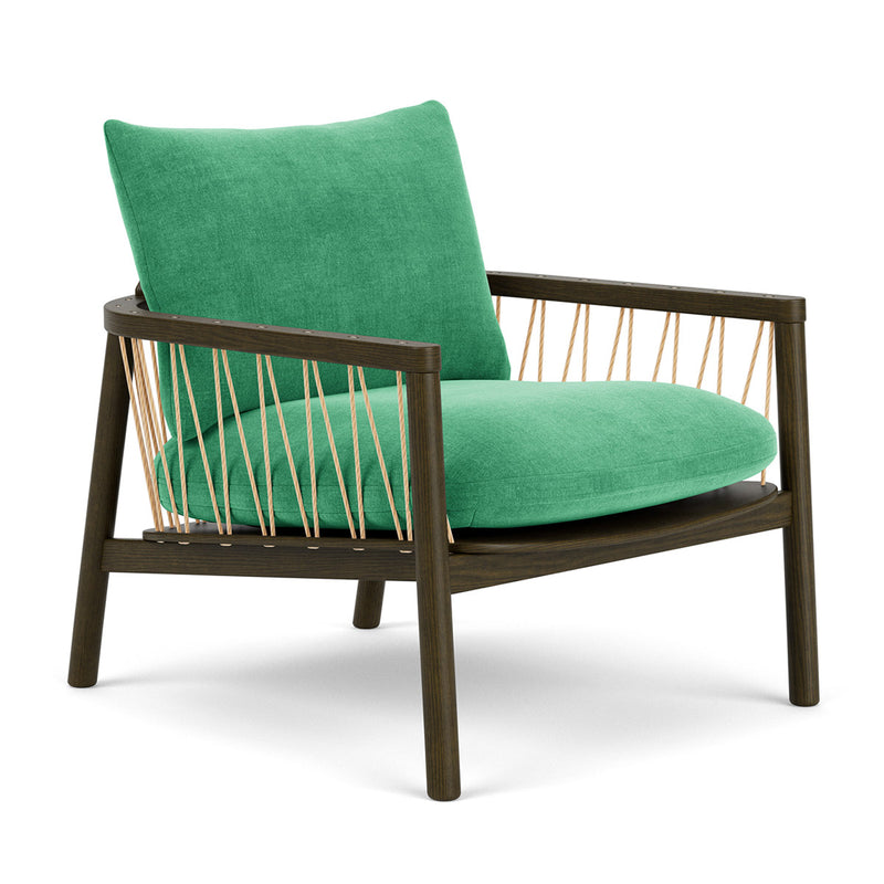 Moss Grass Green Fabric / Dark Walnut