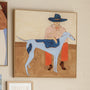 Life x MON Man With Hound Print - Bright / Framed Canvas / 62 x 62cm