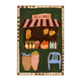 Market Stall Green Print - Green / Framed Canvas / 42 x 62cm