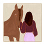 Life X MON The Girl & The Horse Art Print - Mauve / Framed Canvas / 62 x 62cm