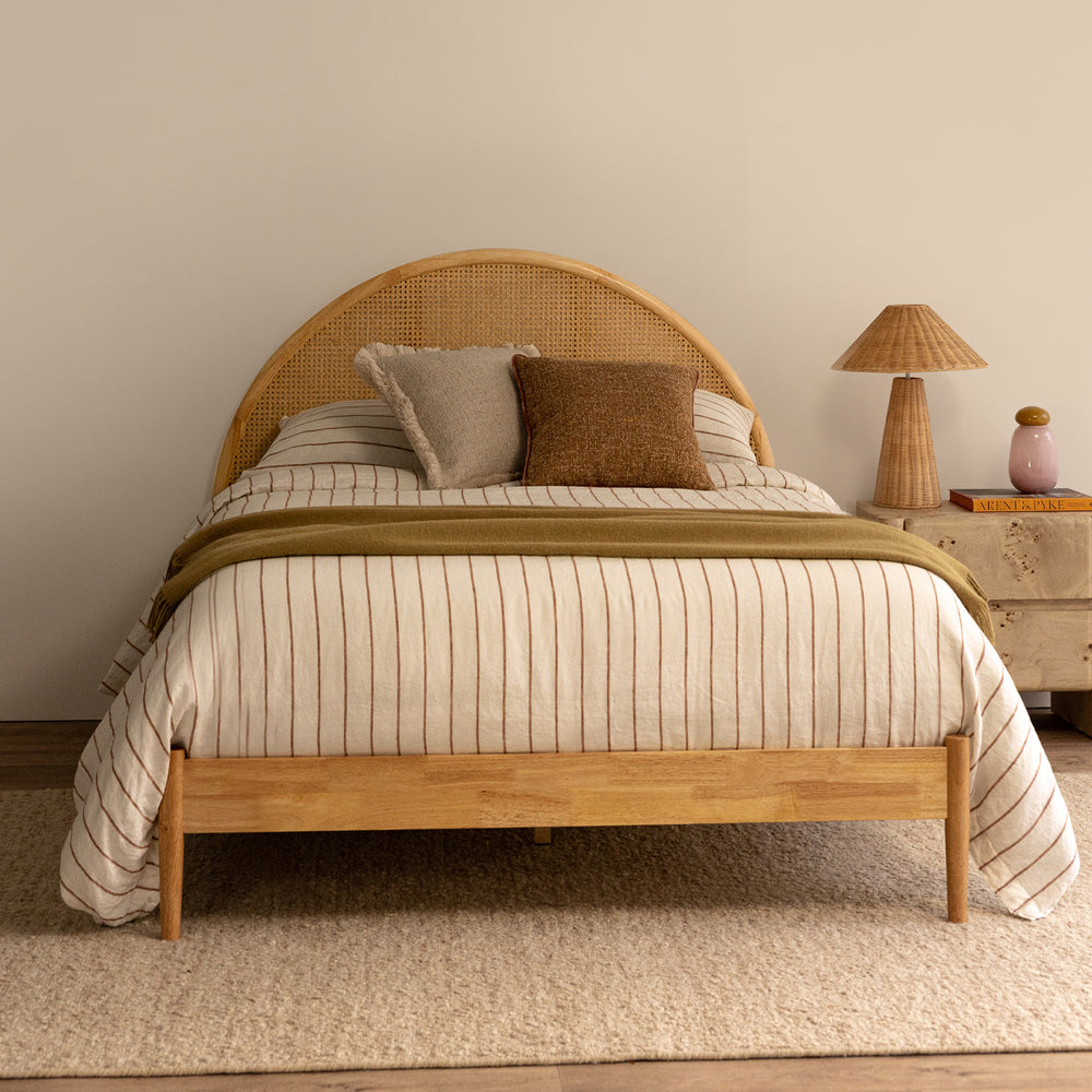 Avery Arch Rattan Double Bed (Oak)