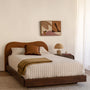 Cloud Timber Double Bed - Caramel Textured Weave / Walnut