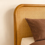 Norah Rattan Queen Bed (Oak)