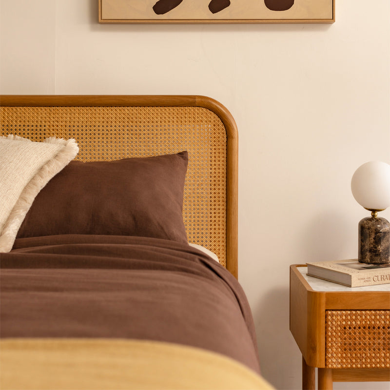 Norah Marble Rattan Bedside Table