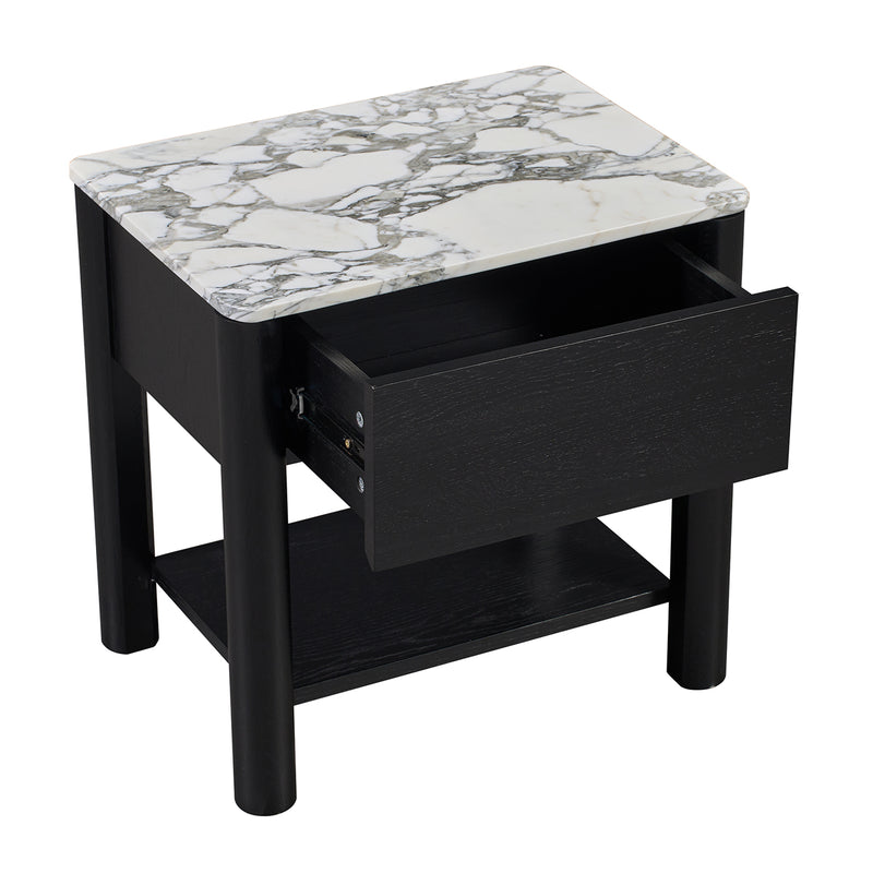 Arabescato Carrara Marble / Black Oak