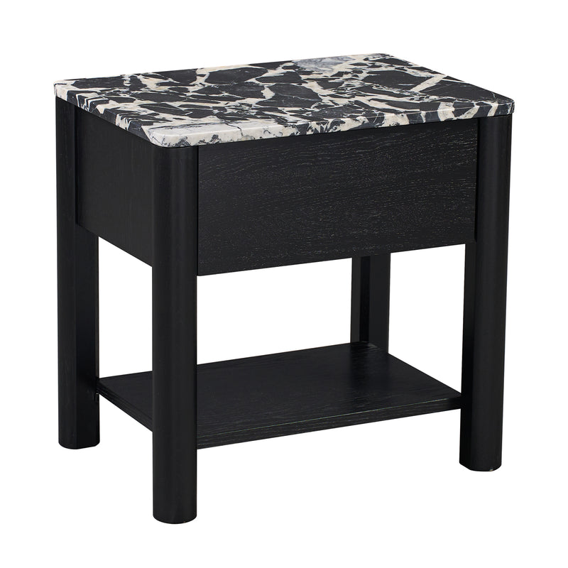 Black Calacatta Viola Marble / Black Oak
