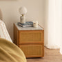 Delta Marble Rattan Bedside Table - Oak