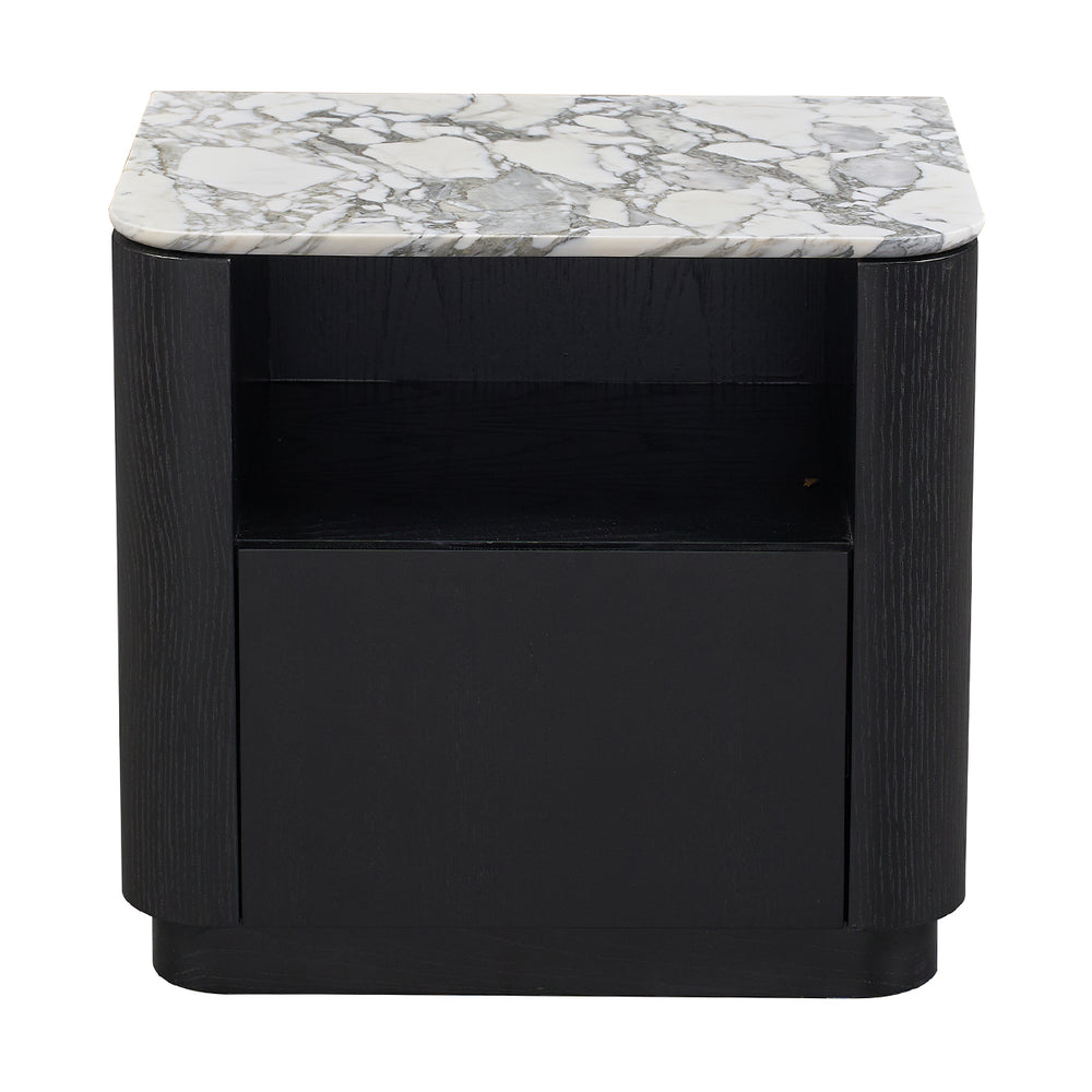 Arabescato Carrara Marble / Black Oak