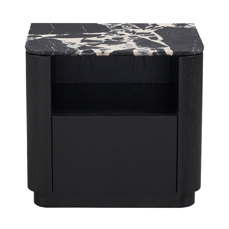 Black Calacatta Viola Marble / Black Oak
