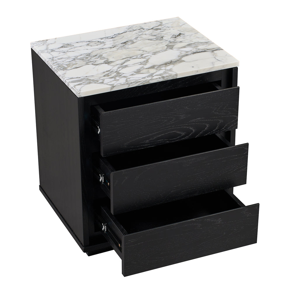 Arabescato Carrara Marble / Black Oak