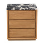Harvey Natural Stone Bedside Table - Black Calacatta Viola Marble / Oak