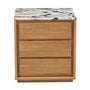 Harvey Natural Stone Bedside Table - Ocean Storm Marble / Oak