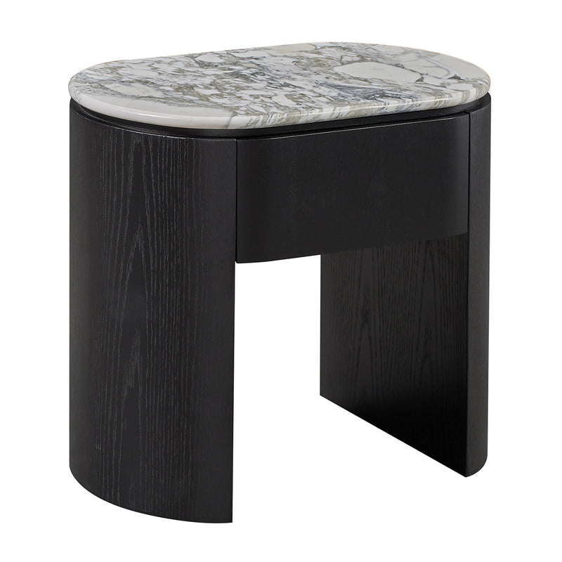 Arabescato Carrara Marble / Black Oak