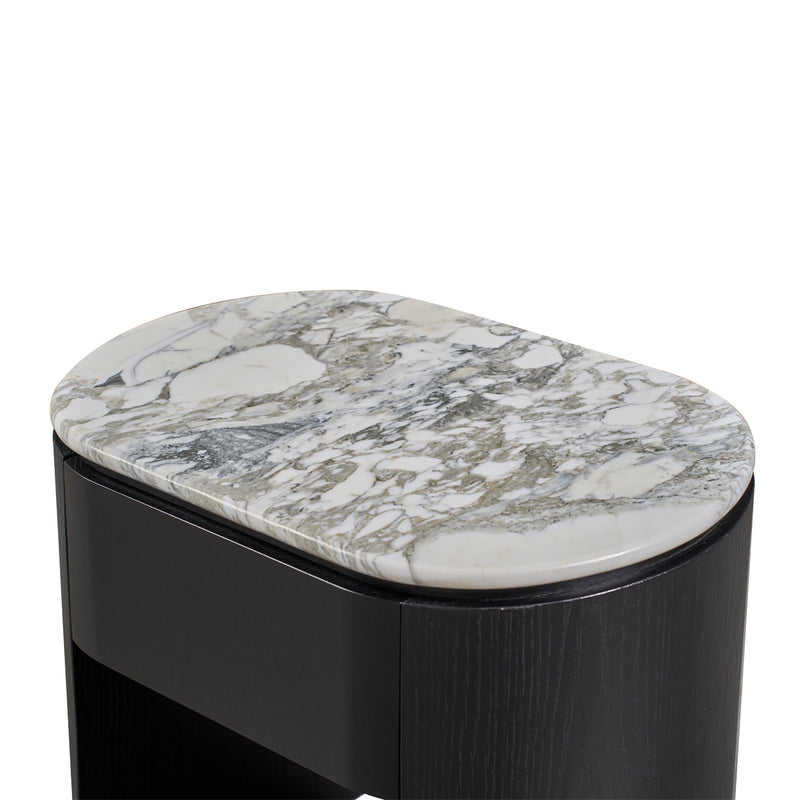 Arabescato Carrara Marble / Black Oak