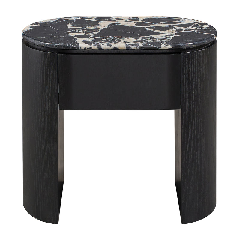 Black Calacatta Viola Marble / Black Oak