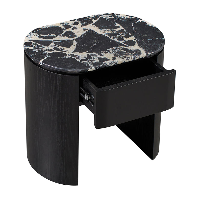 Black Calacatta Viola Marble / Black Oak