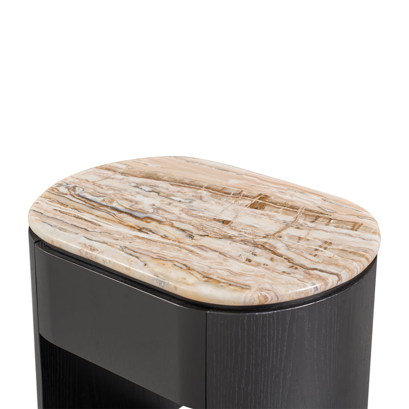 Persian Jade Travertine / Black Oak