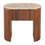 Vittoria Natural Stone Bedside Table - Persian Jade Travertine / Walnut