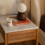 Avalon Marble Rattan Bedside Table