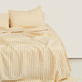 100% Linen Duvet Cover - Yellow Stripes / King