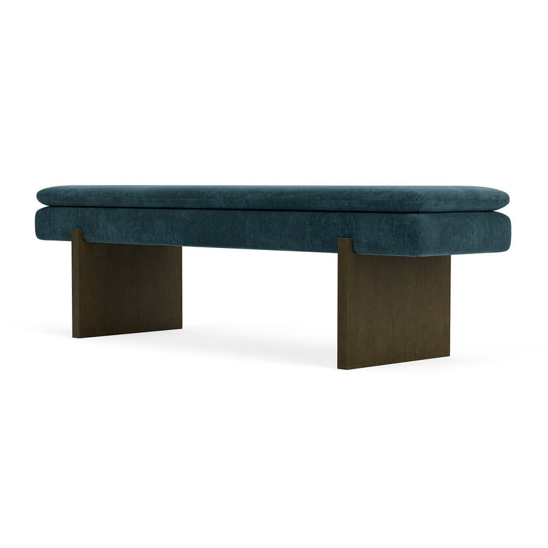 Danny Dust Blue Textured Weave / Dark Walnut