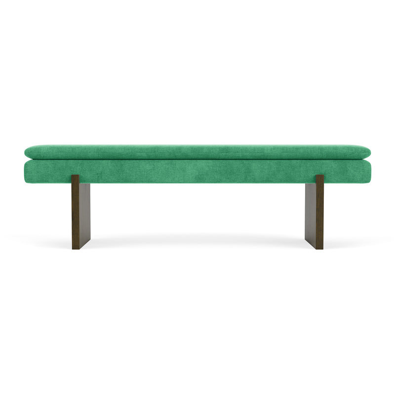 Moss Grass Green Fabric / Dark Walnut