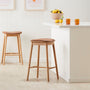 Lando Leather Backless Bar Stool - Tan / Oak
