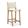 Evelyn Woven Leather Counter Barstool - Ivory Cream