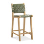 Evelyn Woven Leather Counter Barstool - Olive Green