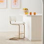 Blake Boucle Bar Stool - White / Brushed Gold