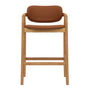 Hubert Leather Bar Stool - Tan / Ash