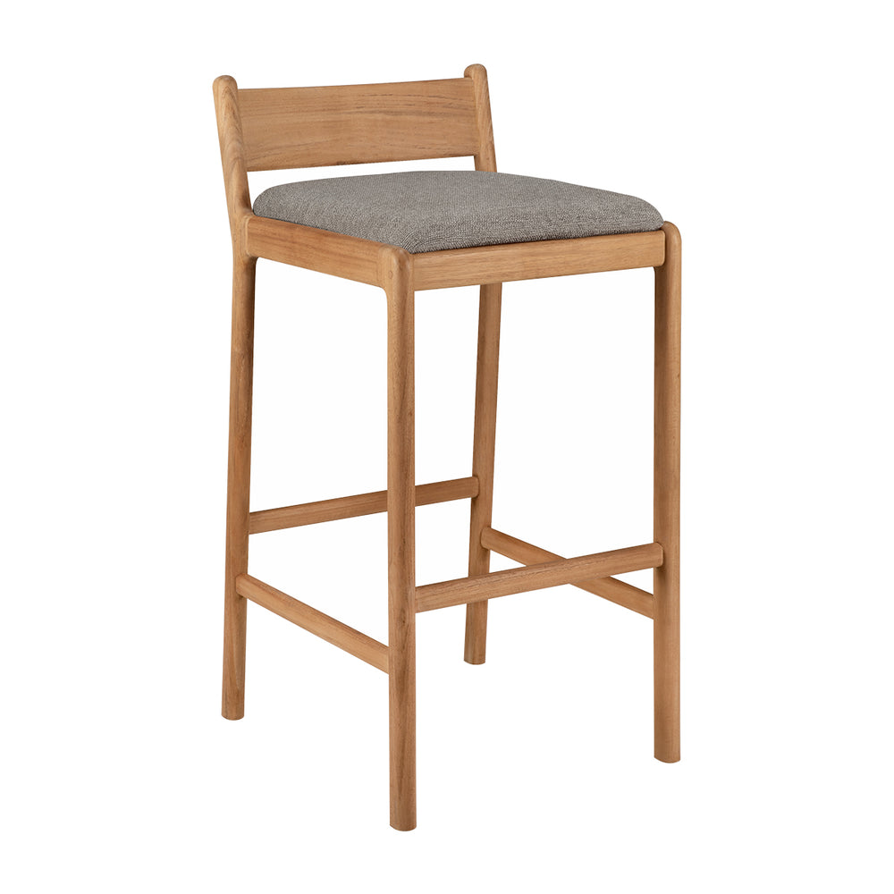 Jack Outdoor Bar Stool (Teak, Mocha Fabric)