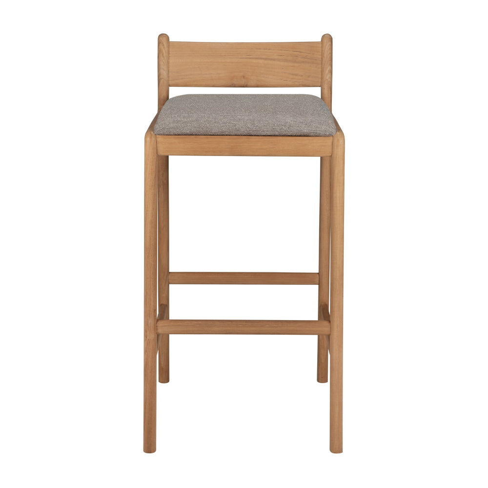 Jack Outdoor Bar Stool (Teak, Mocha Fabric)